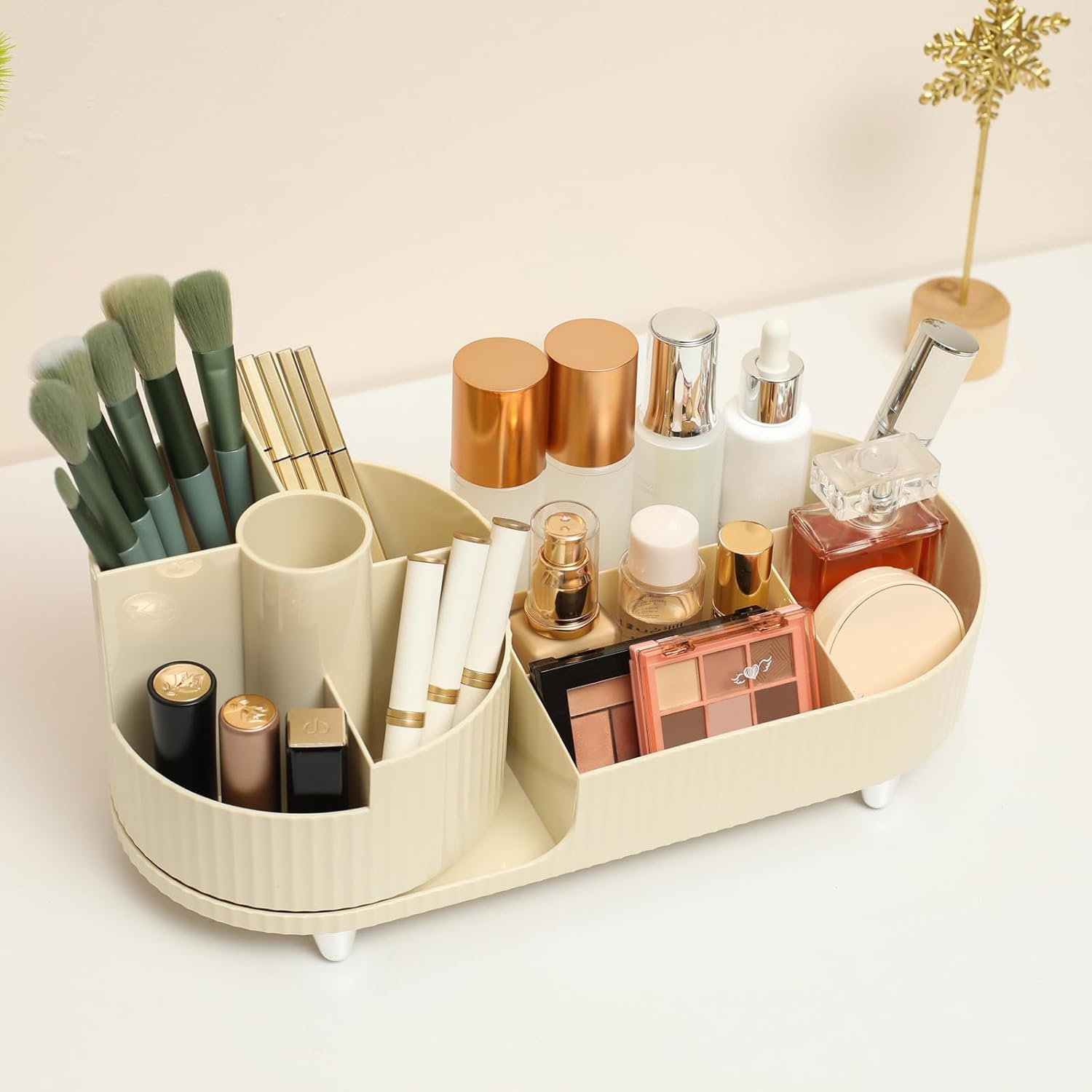 Makeup Organizer Countertop Rotating Makeup Organizer For Vanity Large Capacity Cosmetic Display Case With Makeup Brush Holder Cosmetic Organizer Countertop | Orazek UK Ltd