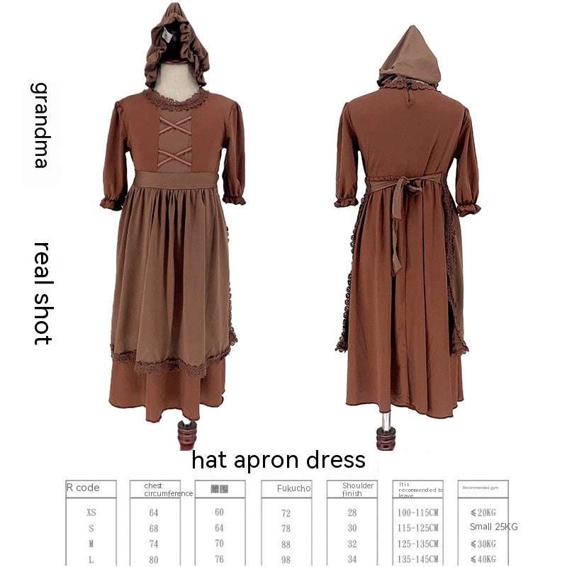 Medieval Civilian Costume Children European Colony Poor Cosplay Clothes Cosplay Old Grandma Performance Costumes Orazek UK Ltd