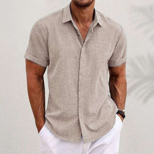 Men's Solid Color Loose Linen Short-sleeved T-shirt Orazek UK Ltd