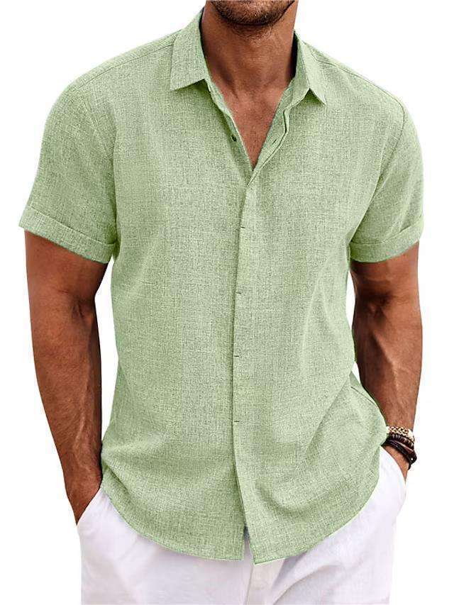 Men's Solid Color Loose Linen Short-sleeved T-shirt Orazek UK Ltd