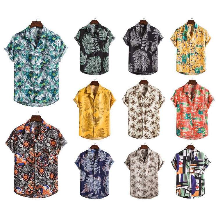 Men Short sleeved beach shirts men New printed T shirt | Orazek UK Ltd