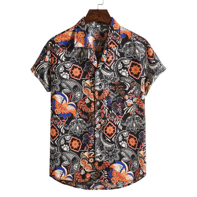 Men Short sleeved beach shirts men New printed T shirt | Orazek UK Ltd