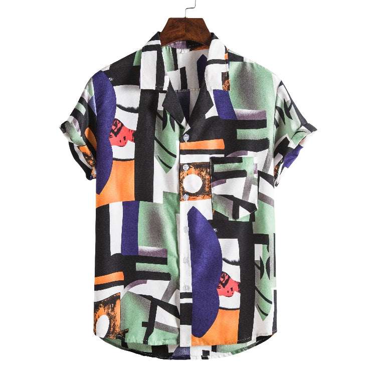 Men Short sleeved beach shirts men New printed T shirt | Orazek UK Ltd