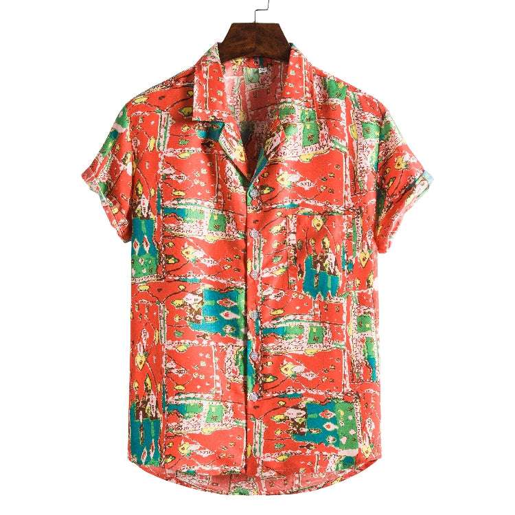 Men Short sleeved beach shirts men New printed T shirt | Orazek UK Ltd