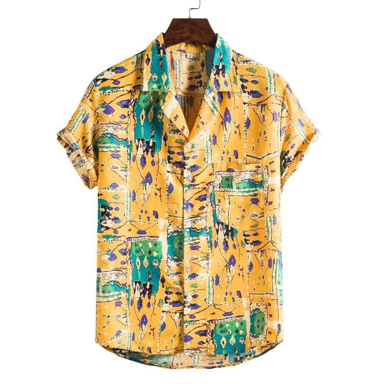 Men Short sleeved beach shirts men New printed T shirt | Orazek UK Ltd