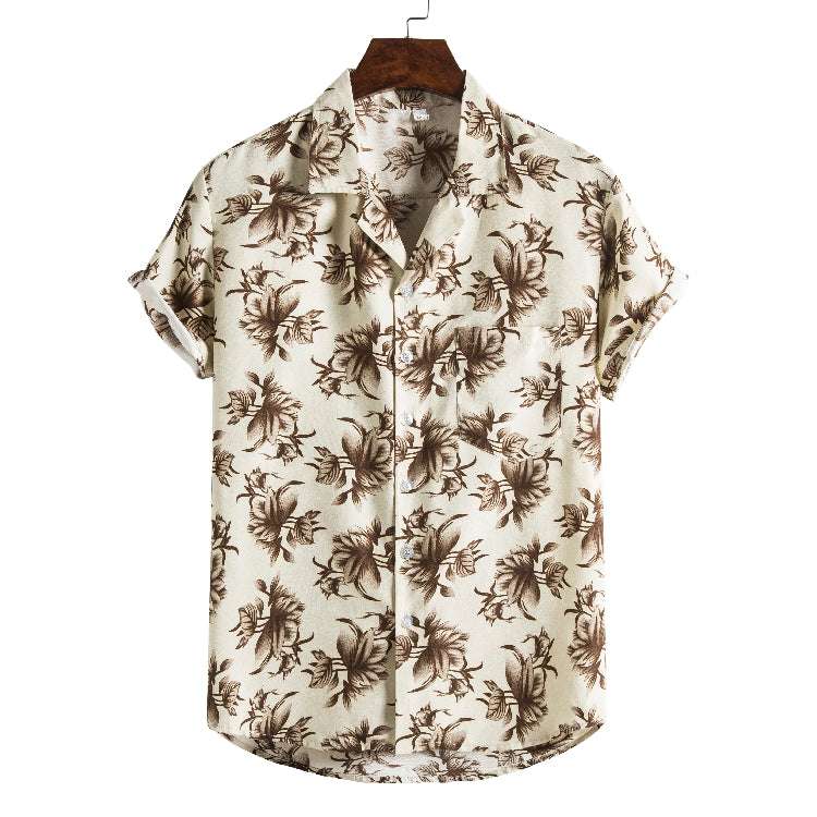 Men Short sleeved beach shirts men New printed T shirt | Orazek UK Ltd