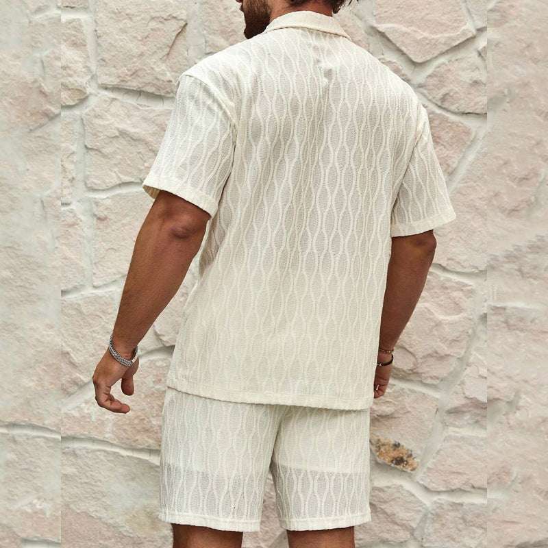 Men Tracksuits Summer Fashion Solid Loose Casual Two Pieces Lapel Button Shirt Shorts Beach Holiday All-match Outfits Male | Orazek UK Ltd
