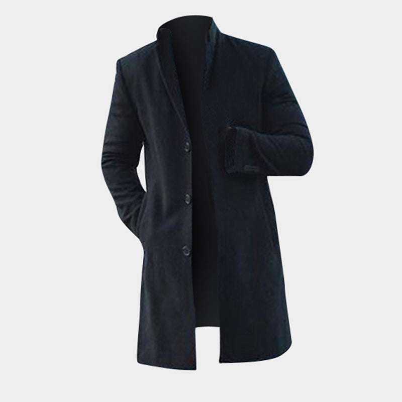 Men Trench Long Jackets Coats Overcoat Classic Jackets Solid Slim Fit Outwear | Orazek UK Ltd