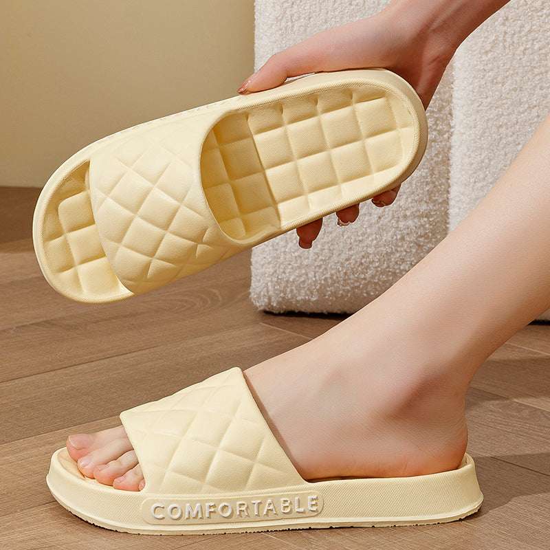 Men's Home Slippers With Plaid Design Soft-soled Silent Indoor Floor Bathing Slippers Women House Shoes Summer | Orazek UK Ltd