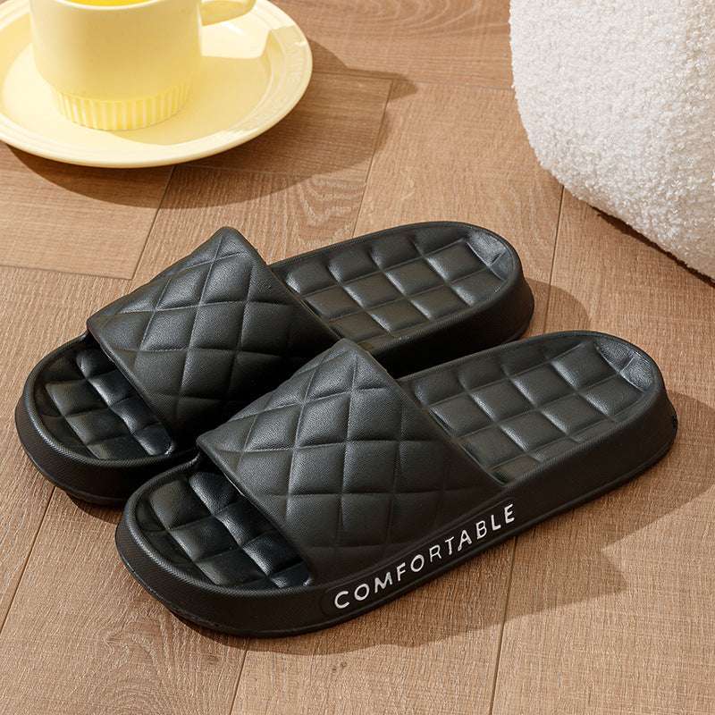 Men's Home Slippers With Plaid Design Soft-soled Silent Indoor Floor Bathing Slippers Women House Shoes Summer | Orazek UK Ltd