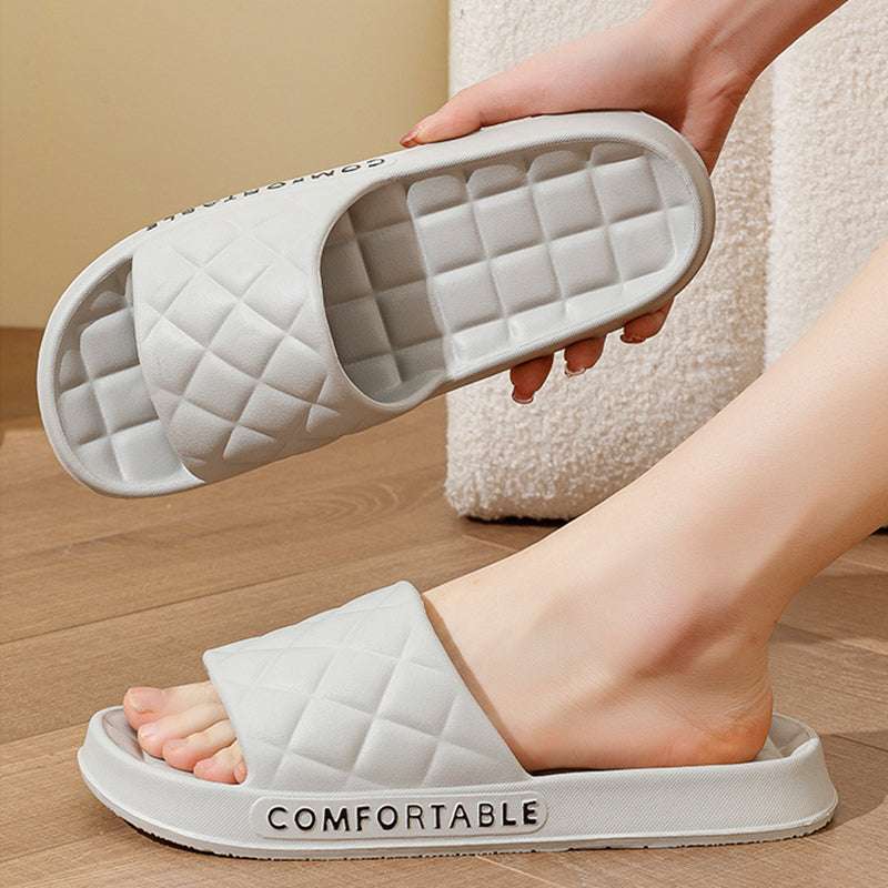 Men's Home Slippers With Plaid Design Soft-soled Silent Indoor Floor Bathing Slippers Women House Shoes Summer | Orazek UK Ltd