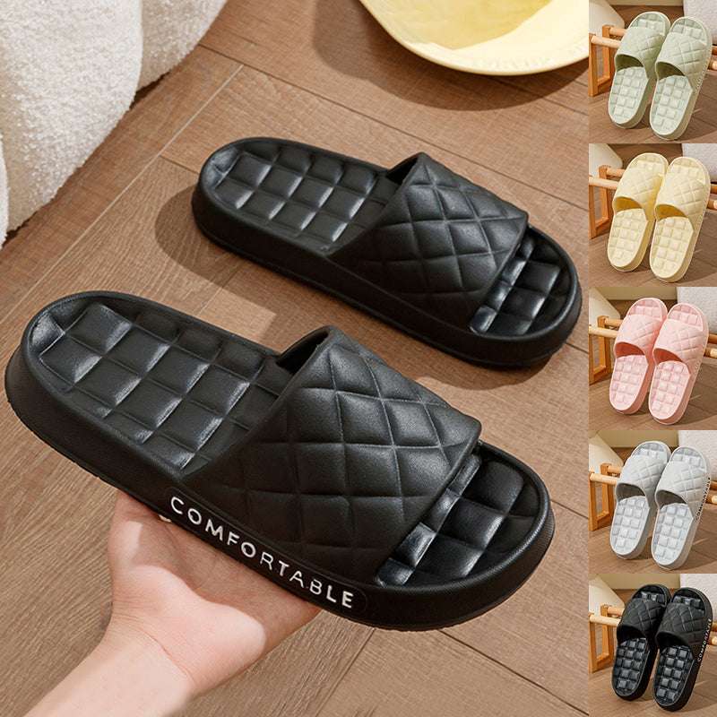 Men's Home Slippers With Plaid Design Soft-soled Silent Indoor Floor Bathing Slippers Women House Shoes Summer | Orazek UK Ltd