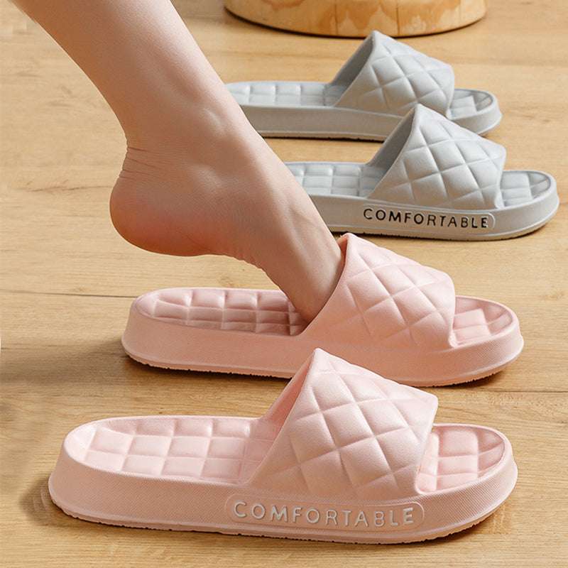 Men's Home Slippers With Plaid Design Soft-soled Silent Indoor Floor Bathing Slippers Women House Shoes Summer | Orazek UK Ltd