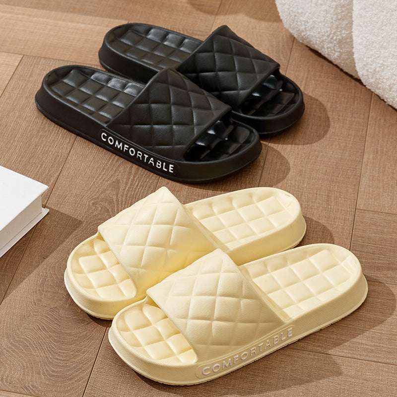 Men's Home Slippers With Plaid Design Soft-soled Silent Indoor Floor Bathing Slippers Women House Shoes Summer | Orazek UK Ltd