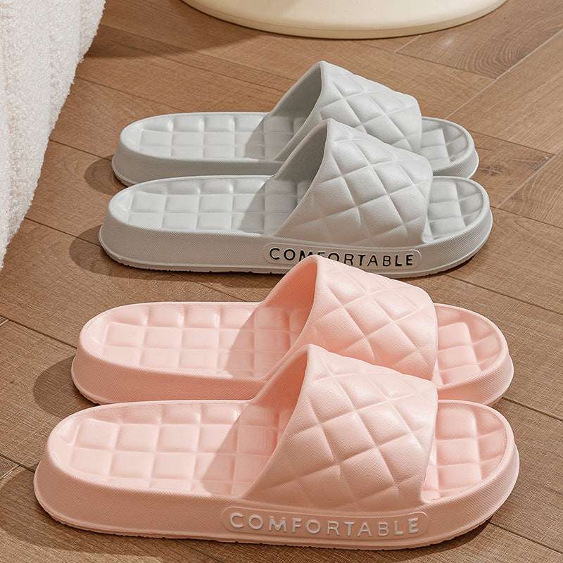 Men's Home Slippers With Plaid Design Soft-soled Silent Indoor Floor Bathing Slippers Women House Shoes Summer | Orazek UK Ltd