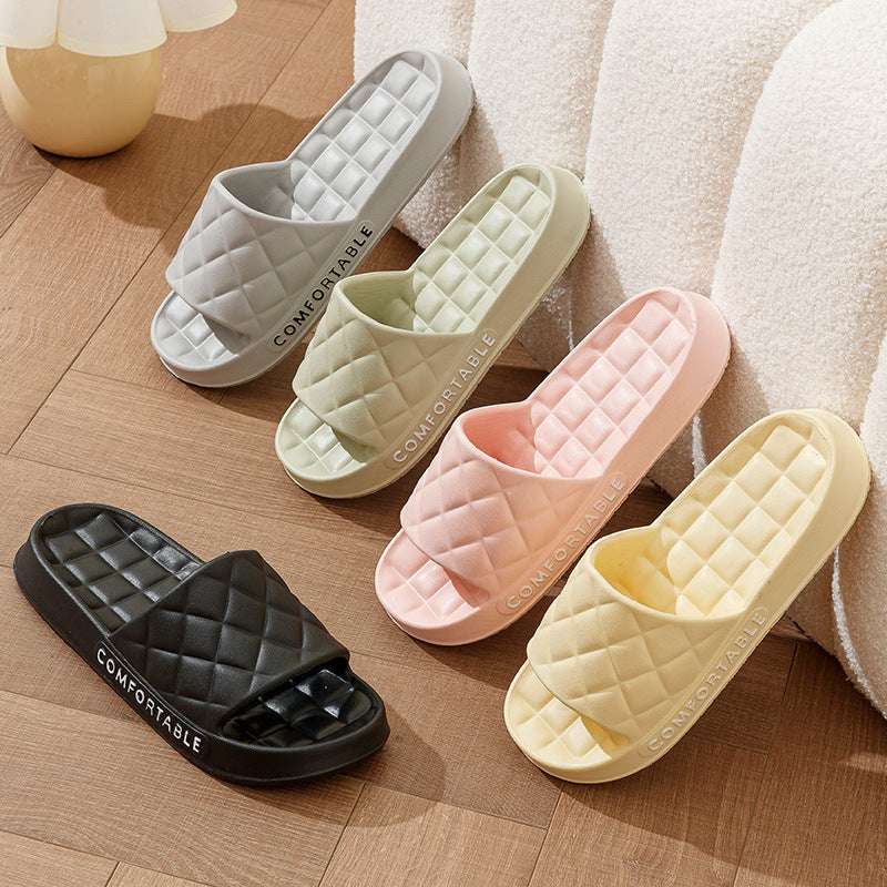 Men's Home Slippers With Plaid Design Soft-soled Silent Indoor Floor Bathing Slippers Women House Shoes Summer | Orazek UK Ltd
