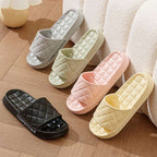 Men's Home Slippers With Plaid Design Soft-soled Silent Indoor Floor Bathing Slippers Women House Shoes Summer | Orazek UK Ltd