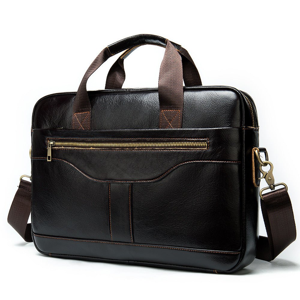 Men's Leather Briefcase Business Men's Bag First Layer Cowhide Portable | Orazek UK Ltd