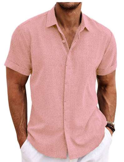 Men's Linen Short Sleeved T-shirt Loose Fitting | Orazek UK Ltd