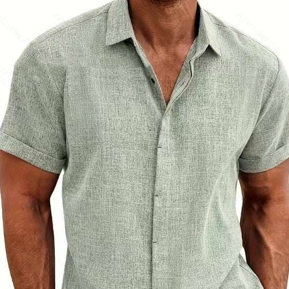 Men's Linen Short Sleeved T-shirt Loose Fitting | Orazek UK Ltd