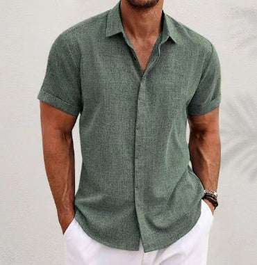 Men's Linen Short Sleeved T-shirt Loose Fitting | Orazek UK Ltd