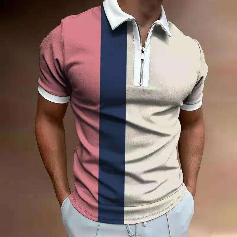 Men's POLO Shirt Striped Printed Short Sleeve T-Shirt Lapel Shirt | Orazek UK Ltd