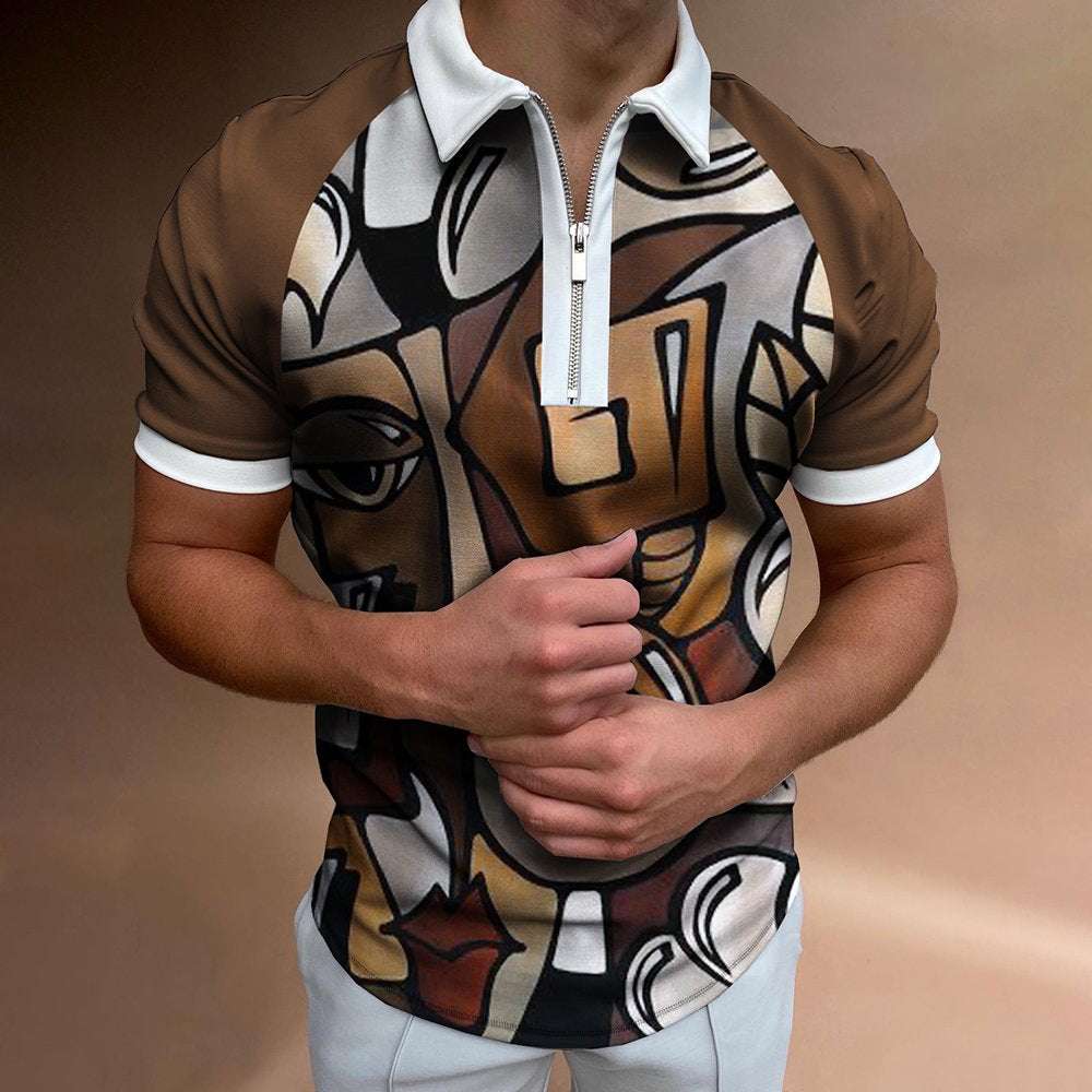 Men's POLO Shirt Striped Printed Short Sleeve T-Shirt Lapel Shirt | Orazek UK Ltd