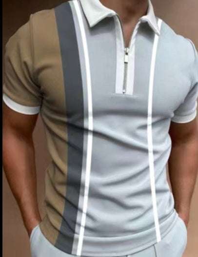 Men's POLO Shirt Striped Printed Short Sleeve T-Shirt Lapel Shirt | Orazek UK Ltd