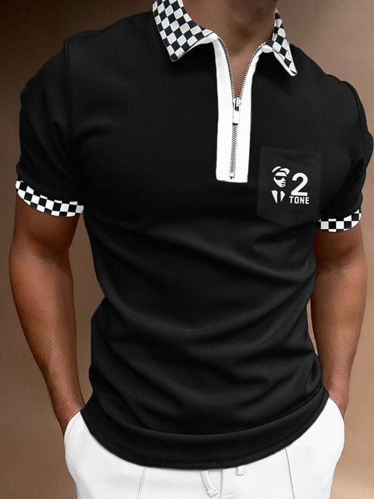 Men's POLO Shirt Striped Printed Short Sleeve T-Shirt Lapel Shirt | Orazek UK Ltd