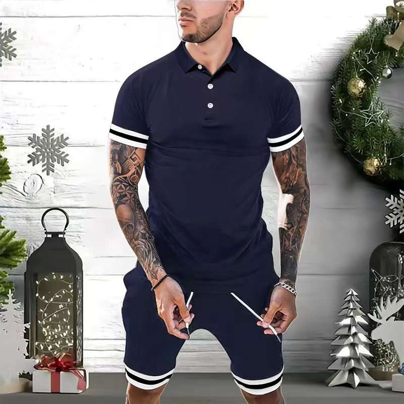 Mens Short Sets 2 Piece Outfits Polo Shirt Fashion Summer Tracksuits Casual Set Short Sleeve And Shorts Set For Men | Orazek UK Ltd