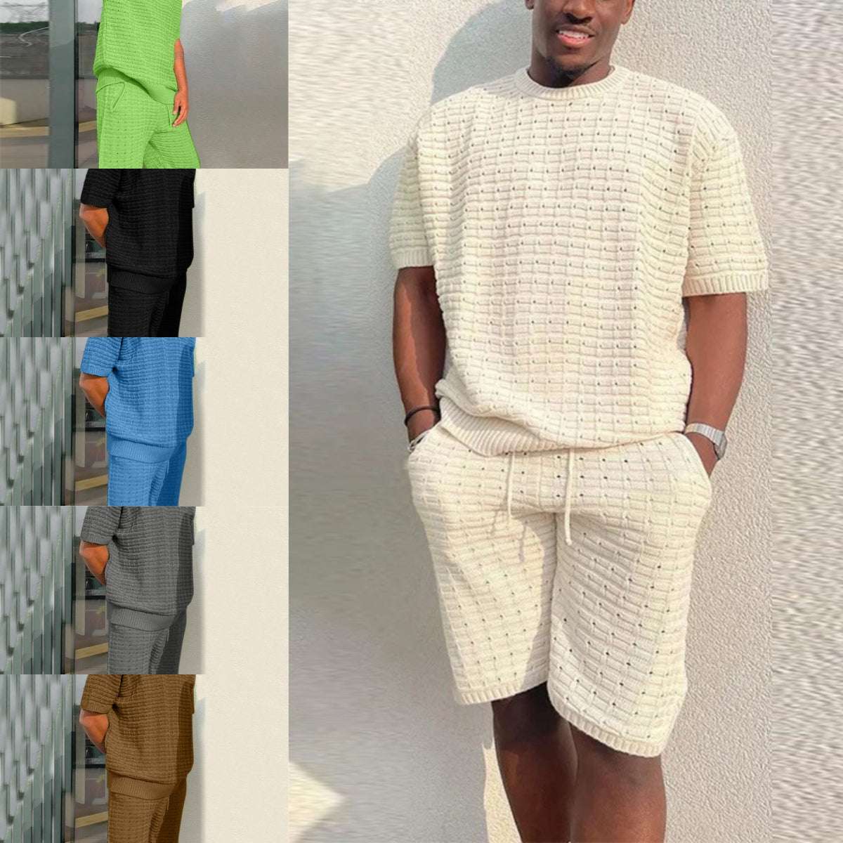Men's Summer Suit Fashion Loose Men 2 Pieces Outfit Summer Hippie Shirt And Short Set | Orazek UK Ltd
