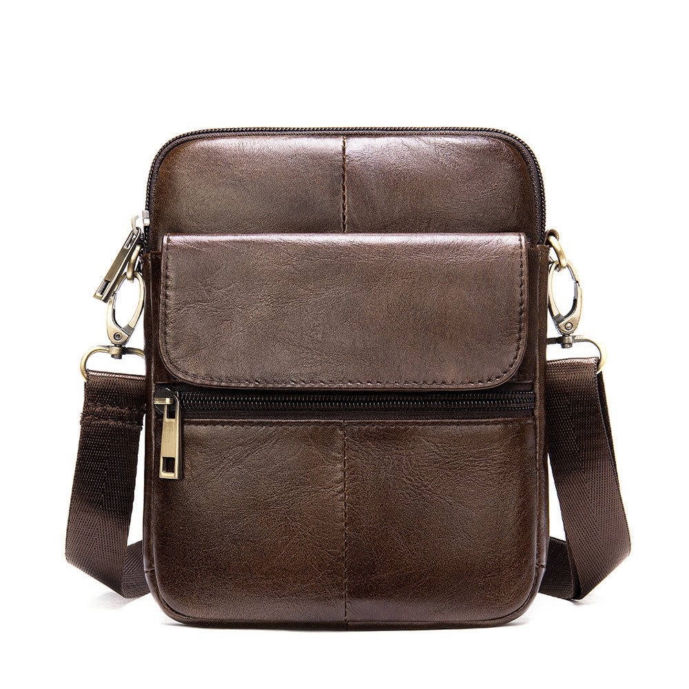 Men's Waist Bag New Messenger Bbag Shoulder Bag Men's Bag Leather Men Bags First Layer Leather Large Screen Mobile Phone Bag | Orazek UK Ltd