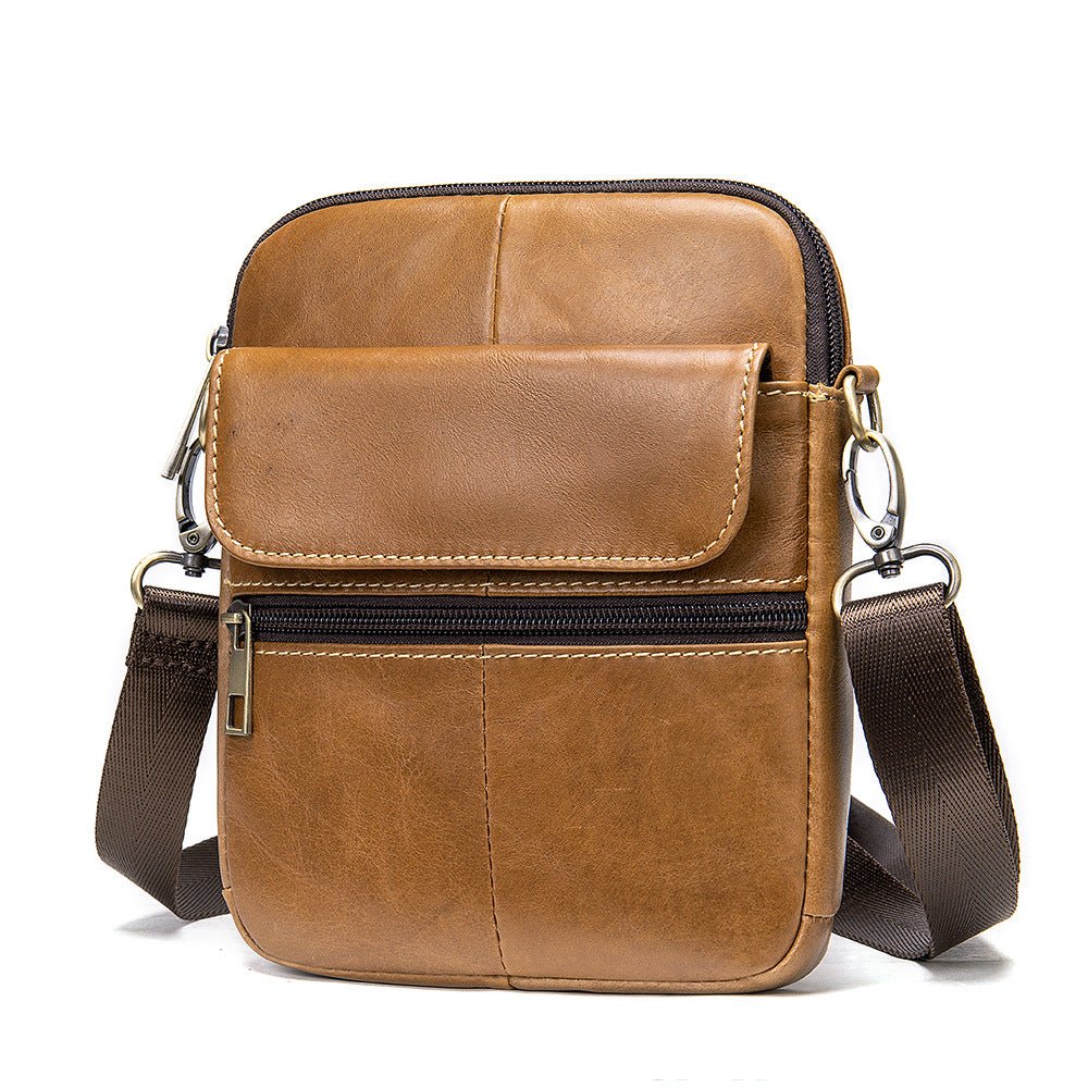 Men's Waist Bag New Messenger Bbag Shoulder Bag Men's Bag Leather Men Bags First Layer Leather Large Screen Mobile Phone Bag | Orazek UK Ltd