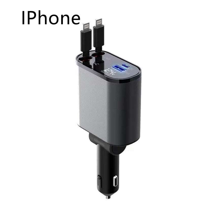 Metal Car Charger 100W Super Fast Charging Car Cigarette Lighter USB And TYPE-C Adapter | Orazek UK Ltd