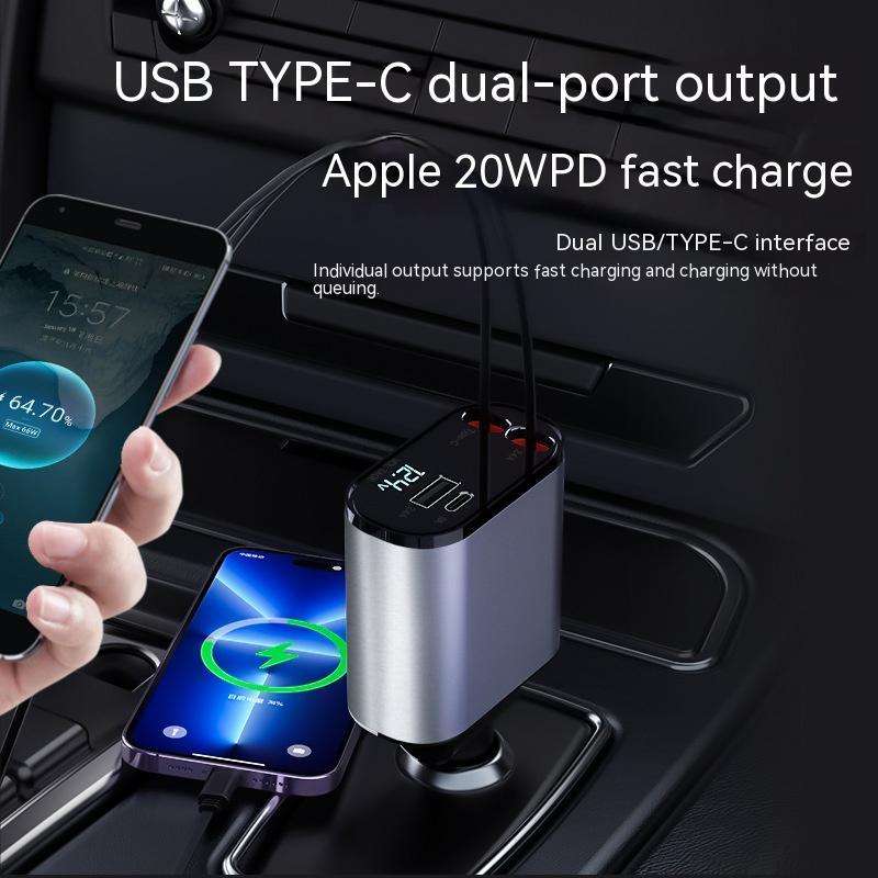 Metal Car Charger 100W Super Fast Charging Car Cigarette Lighter USB And TYPE-C Adapter | Orazek UK Ltd