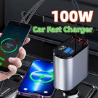 Metal Car Charger 100W Super Fast Charging Car Cigarette Lighter USB And TYPE-C Adapter | Orazek UK Ltd