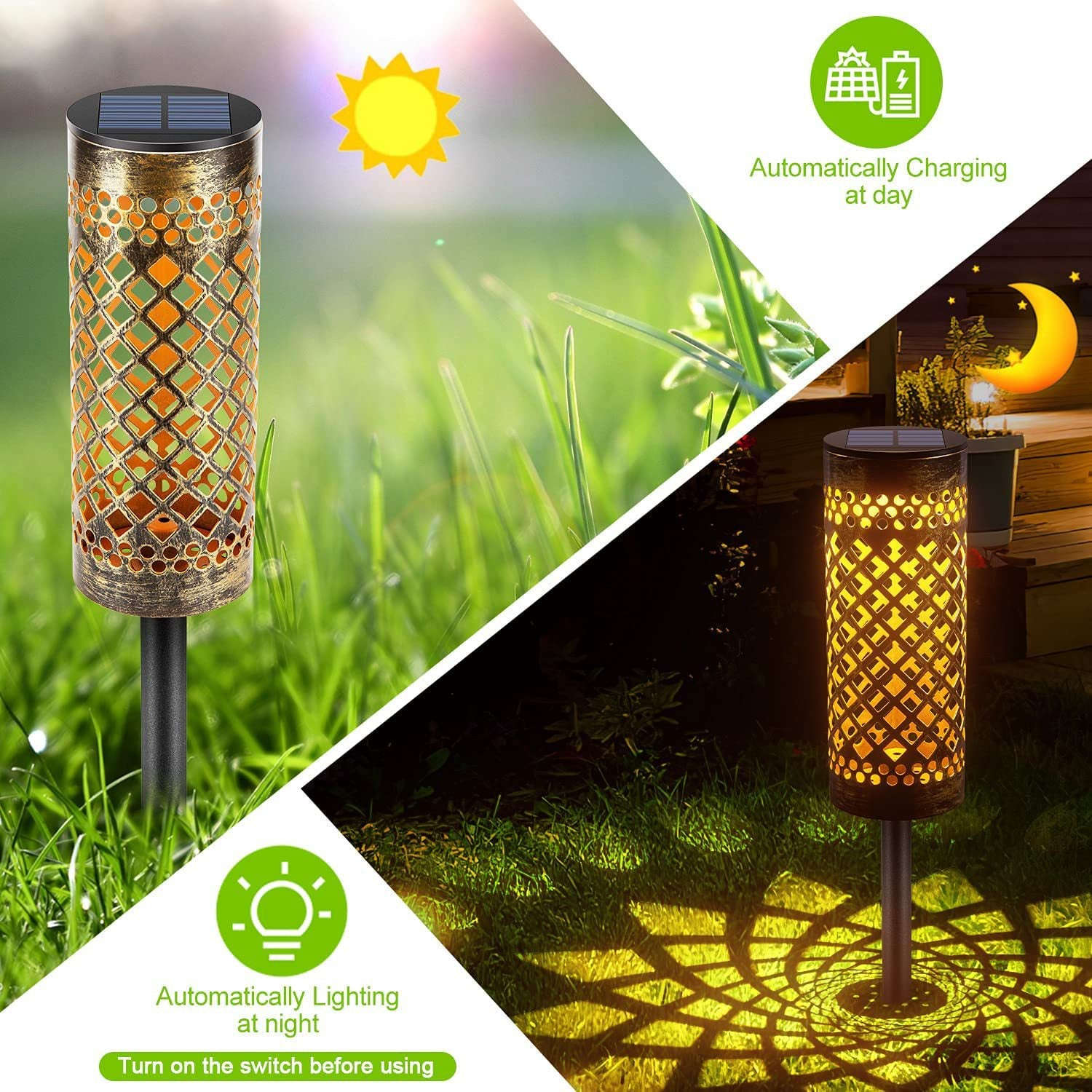 Metal Solar-powered Lawn Lamps Courtyard Decorative Waterproof | Orazek UK Ltd