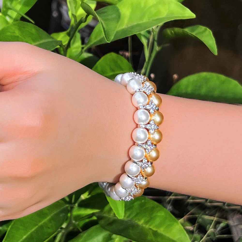 Micro Inlaid Zircon Banquet Evening Dress Shell Pearls Hand Jewelry | Orazek UK Ltd