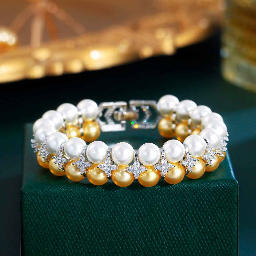 Micro Inlaid Zircon Banquet Evening Dress Shell Pearls Hand Jewelry | Orazek UK Ltd