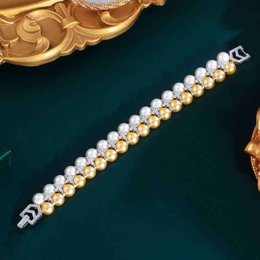 Micro Inlaid Zircon Banquet Evening Dress Shell Pearls Hand Jewelry | Orazek UK Ltd