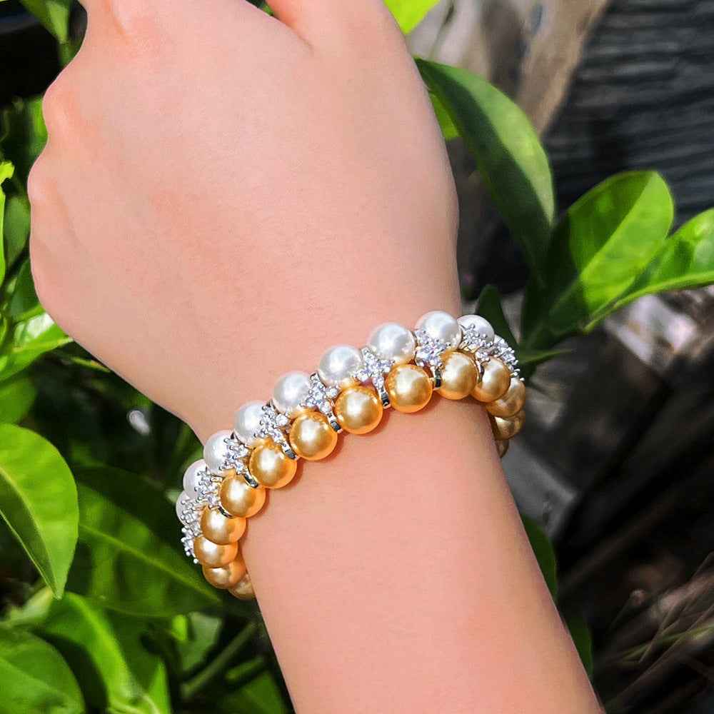 Micro Inlaid Zircon Banquet Evening Dress Shell Pearls Hand Jewelry | Orazek UK Ltd