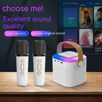 Microphone Karaoke Machine Bluetooth-compatible Speaker With 2 Wireless Mic RGB Light Home Family Singing Speaker | Orazek UK Ltd