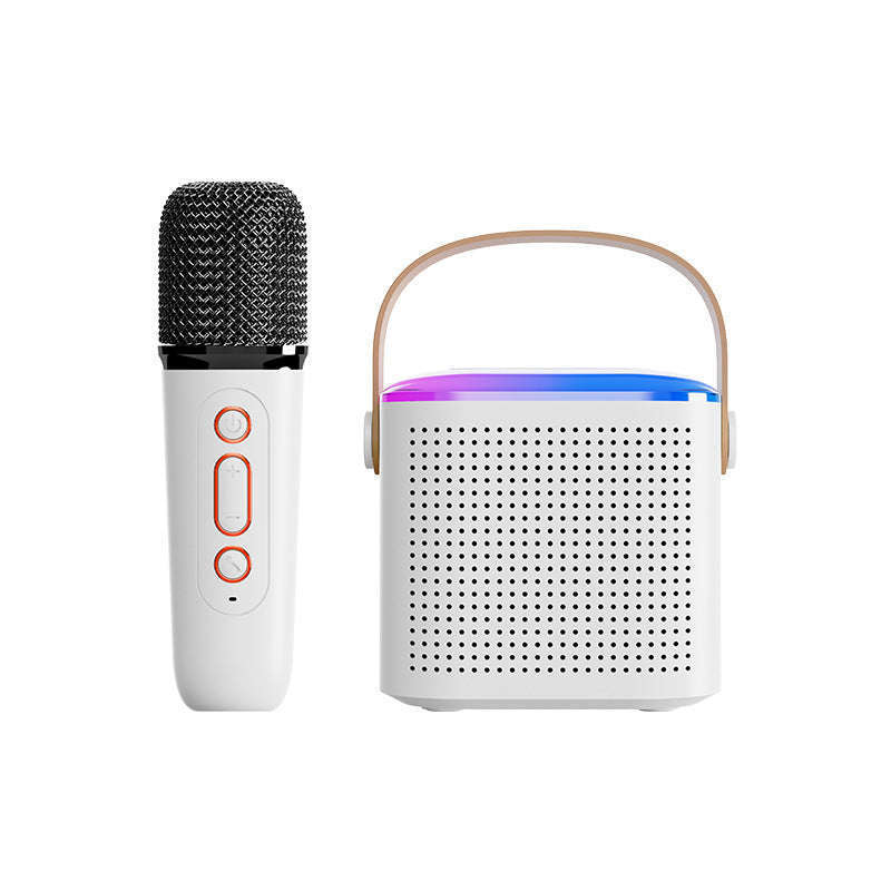Microphone Karaoke Machine Bluetooth-compatible Speaker With 2 Wireless Mic RGB Light Home Family Singing Speaker | Orazek UK Ltd