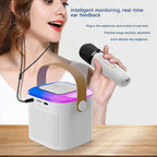 Microphone Karaoke Machine Bluetooth-compatible Speaker With 2 Wireless Mic RGB Light Home Family Singing Speaker | Orazek UK Ltd