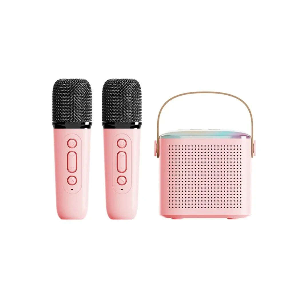 Microphone Karaoke Machine Bluetooth-compatible Speaker With 2 Wireless Mic RGB Light Home Family Singing Speaker Orazek UK Ltd