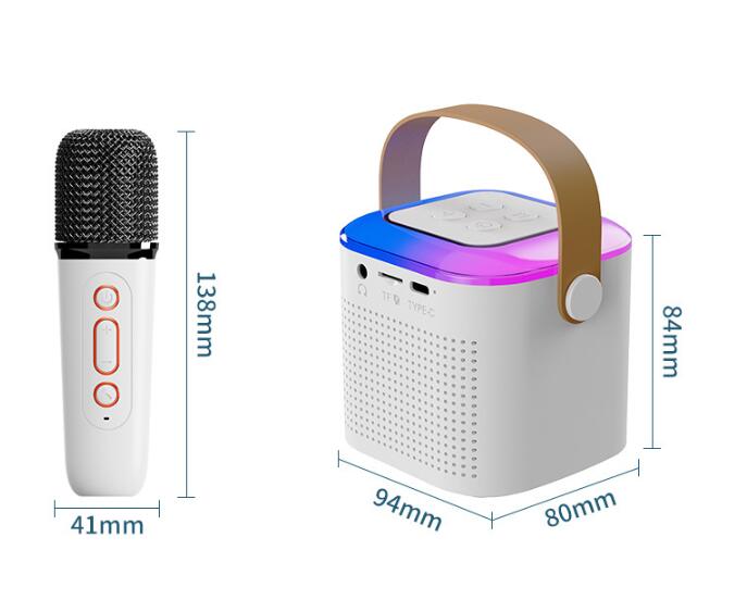 Microphone Karaoke Machine Bluetooth-compatible Speaker With 2 Wireless Mic RGB Light Home Family Singing Speaker Orazek UK Ltd