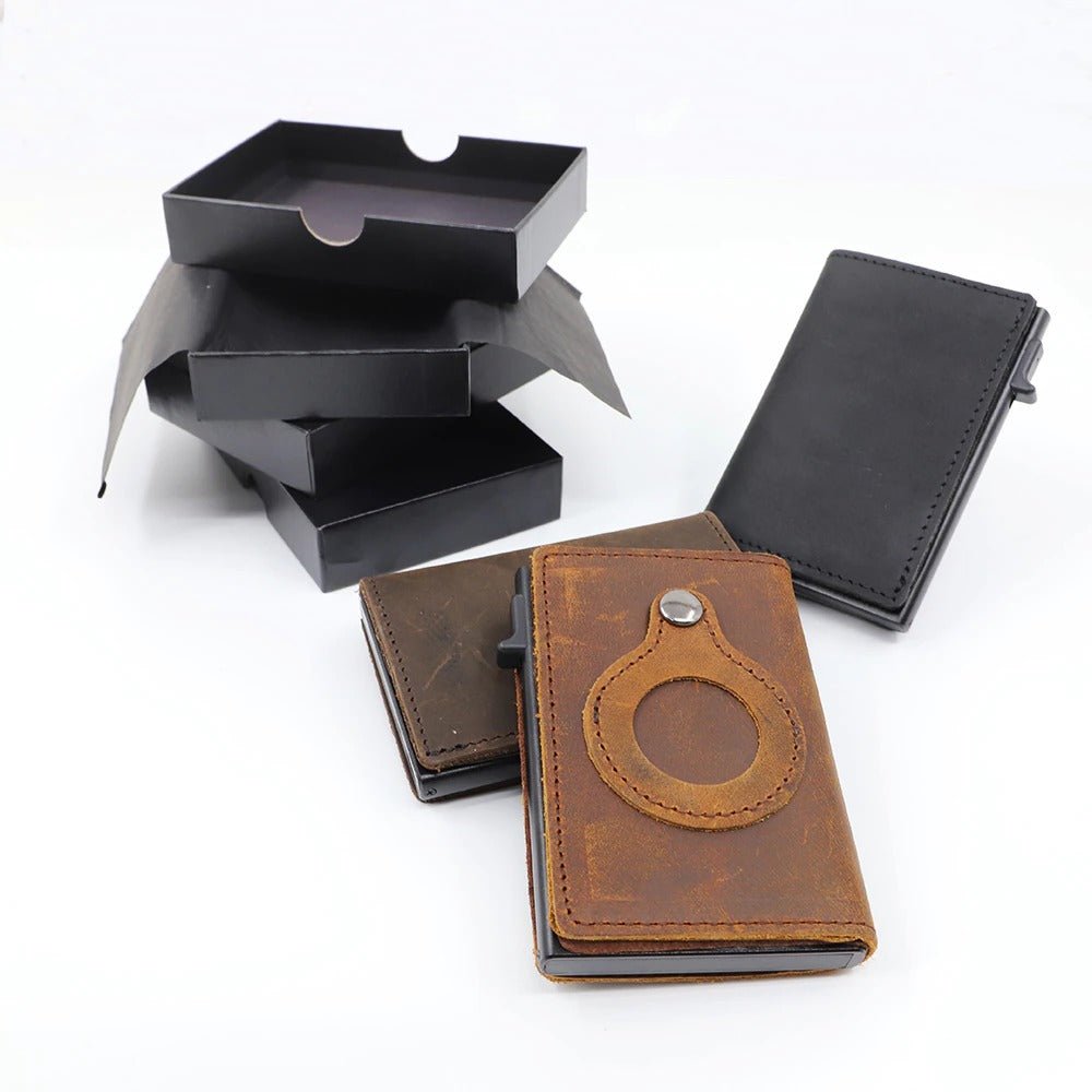 Minimalist Wallets For Men, Premium Genuine Leather Credit Card Holder For AirTag With Slim Wallet RFID Technology | Orazek UK Ltd