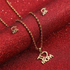 Mother's Day Jewelry Set Stainless Steel I Love Mom Mama Love Heart Pendant Necklace Earrings Thanksgiving Gift | Orazek UK Ltd