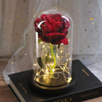 Mothers Day Wedding Favors Bridesmaid Gift Immortal Simulation Rose Glass Cover Luminous Led Ornament | Orazek UK Ltd