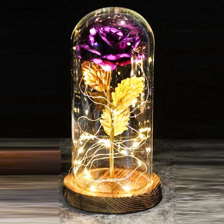 Mothers Day Wedding Favors Bridesmaid Gift Immortal Simulation Rose Glass Cover Luminous Led Ornament | Orazek UK Ltd
